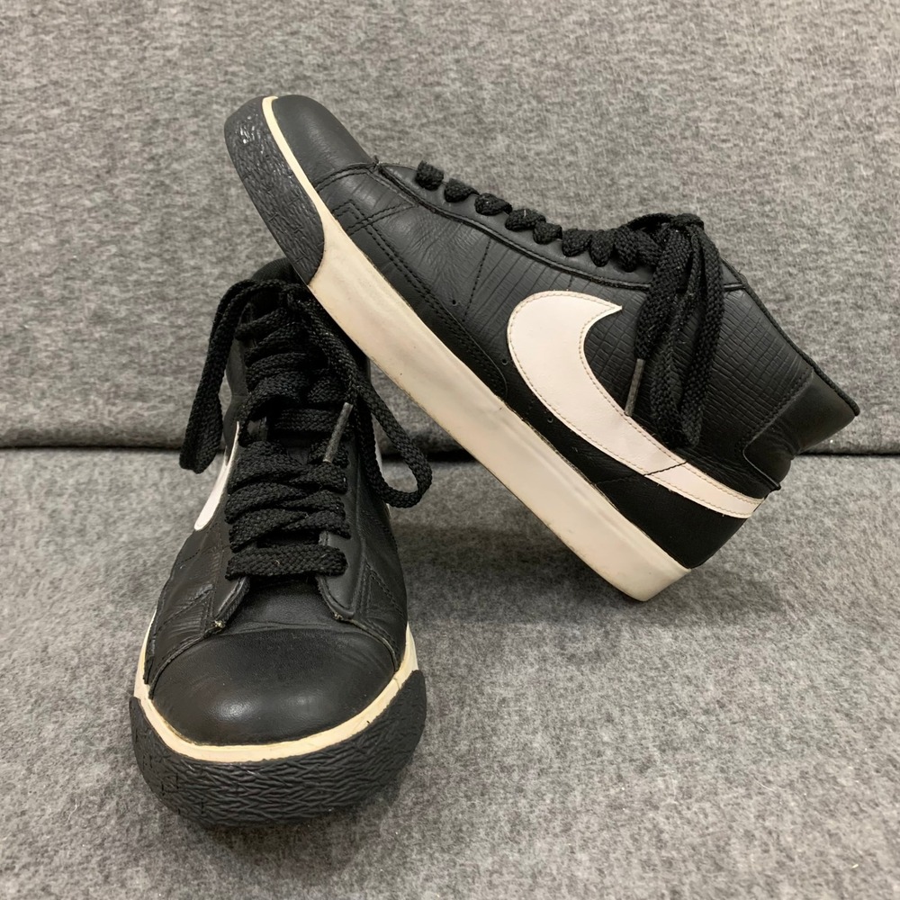 Nike Blazer Mid Black White Leather Mens 9.5 High Top Sneakers 315877-015 2010